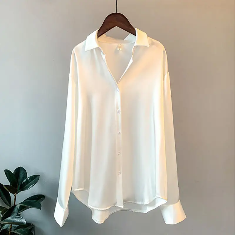 Woman Shirt Lady Long Sleeve Lapel Blouses Cardigans Elegance Sweet Casual