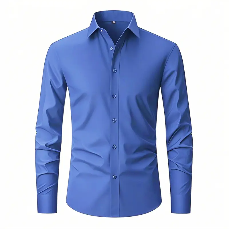 Men's Shirt Solid Color Eastic Shirt For Men Office Shirts