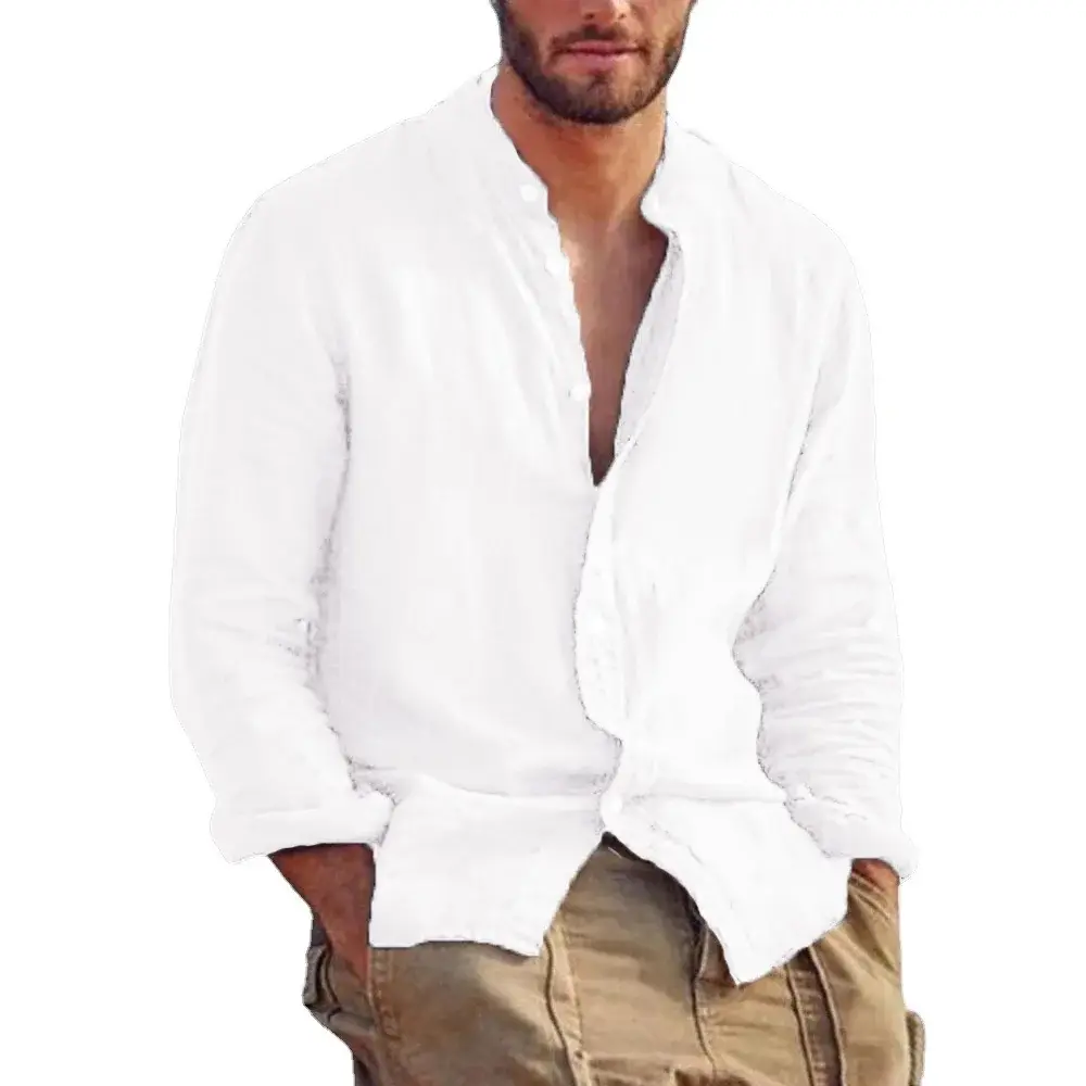 Men's Casual Cozy Shirts Fashion Solid Color Long Sleeve Shirt