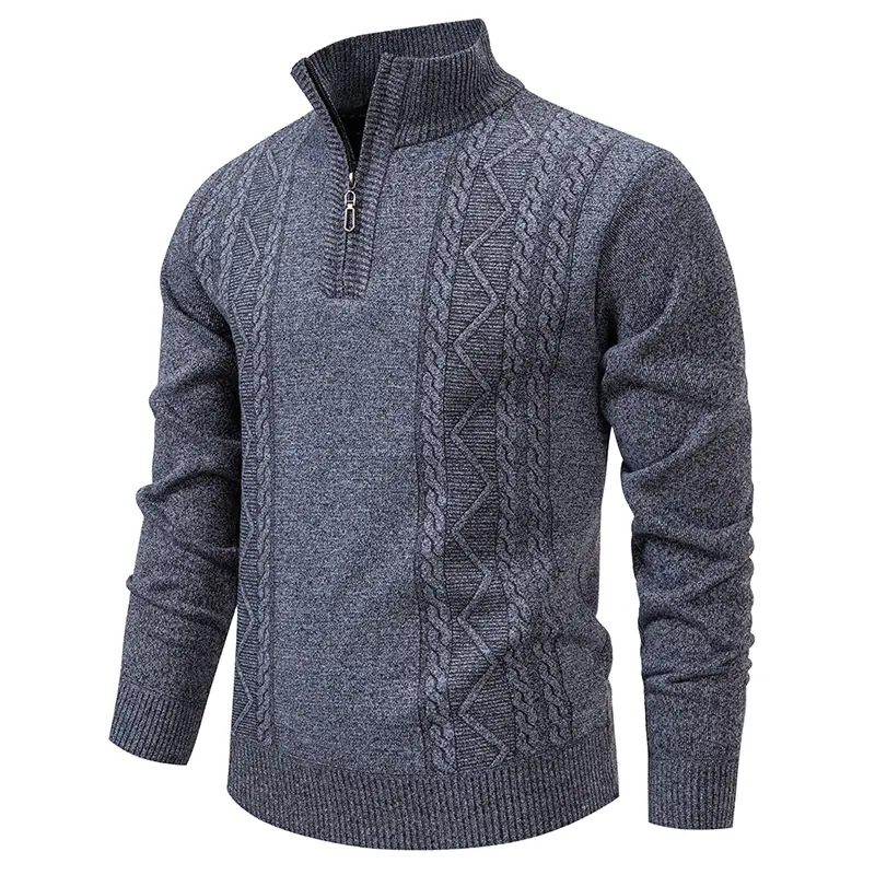 Stand Collar Half-Zip Pullover Knitted Sweater For Men Multi-Color Casual Men's Knit Sweater
