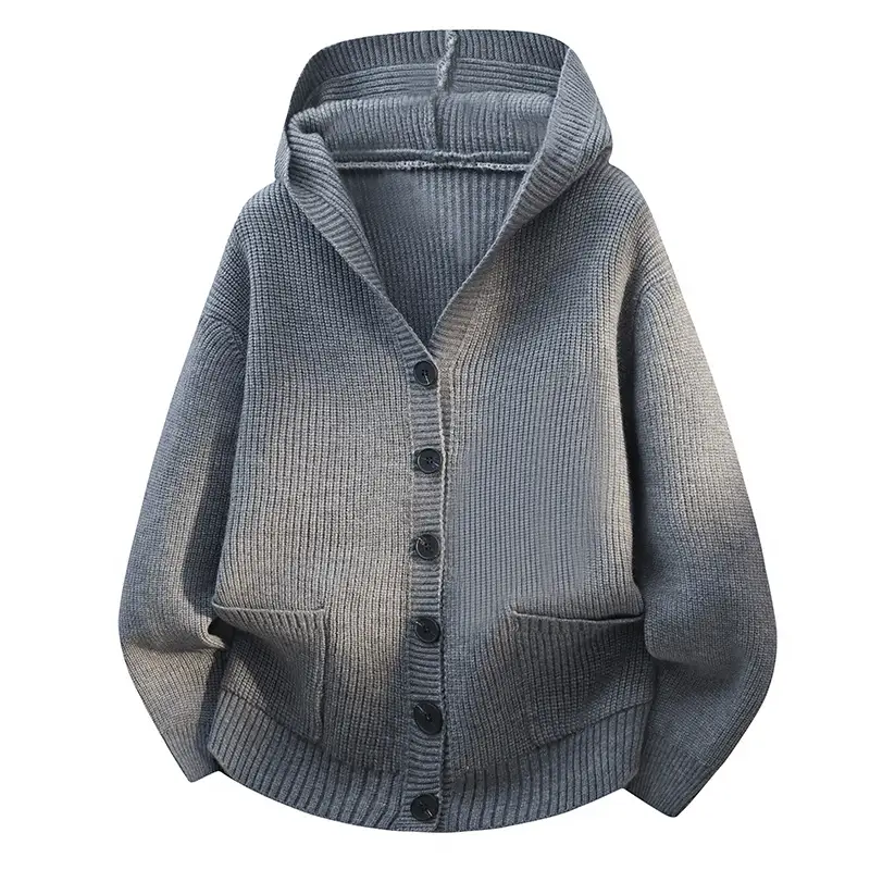 Fashion Men Hooded Cardigans Casual Knitwear Cardigans Outwear Loose Sweaters