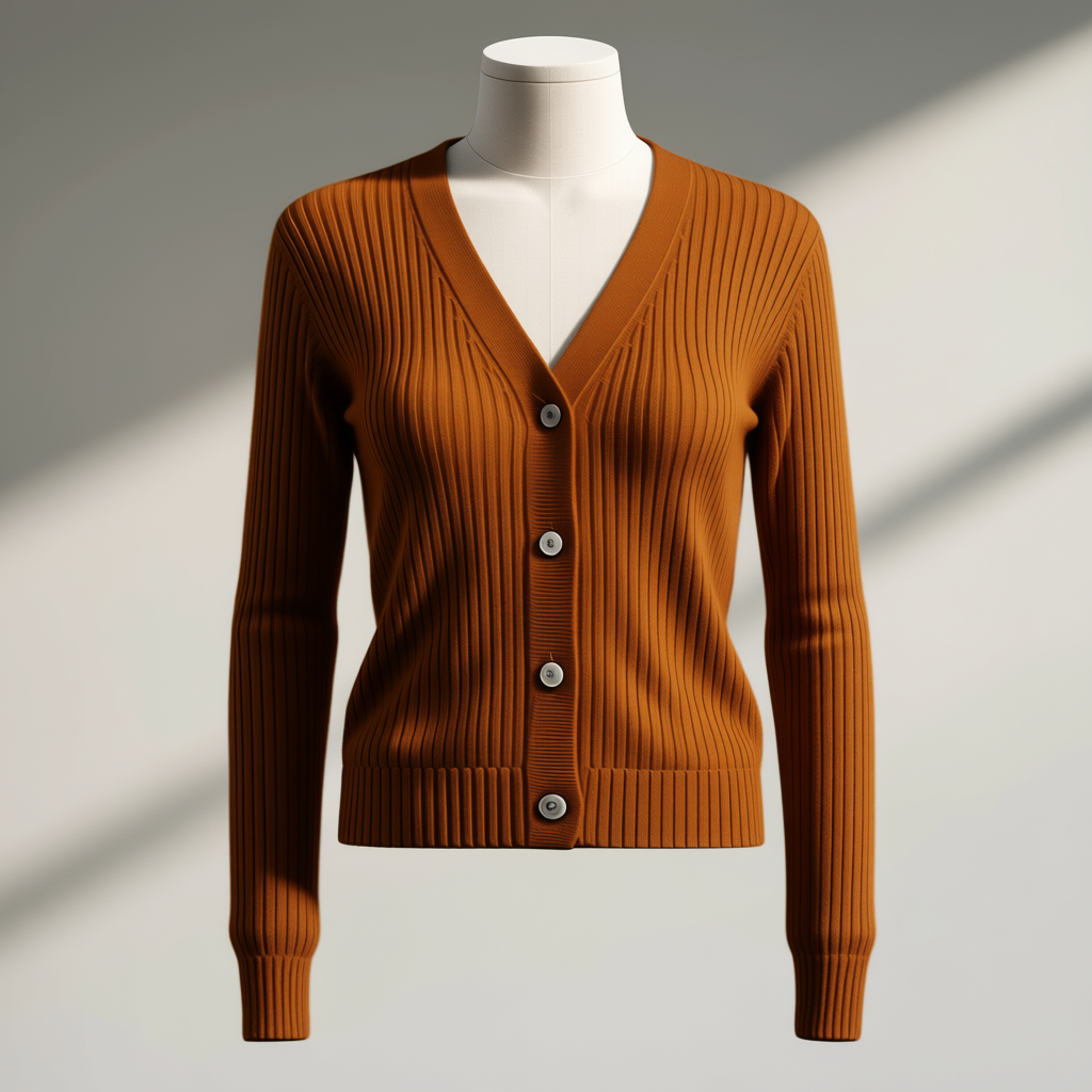Women's Ribbed Knit Cardigan Knit Long Sleeve Slim Casual