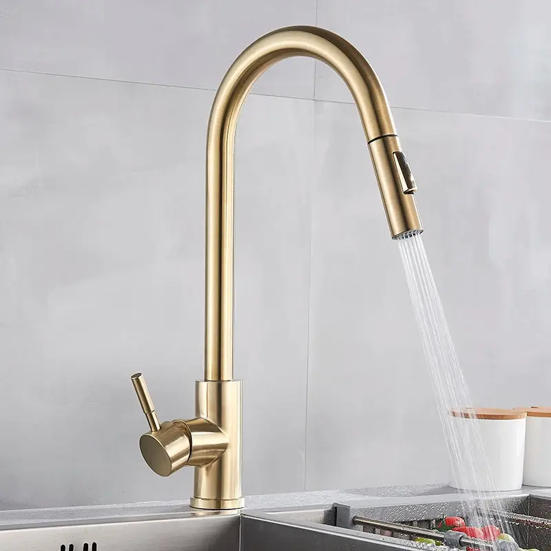 Pull Out Kitchen Faucets 360 Rotation Mixer Tap Single Lever Mixer Tap
