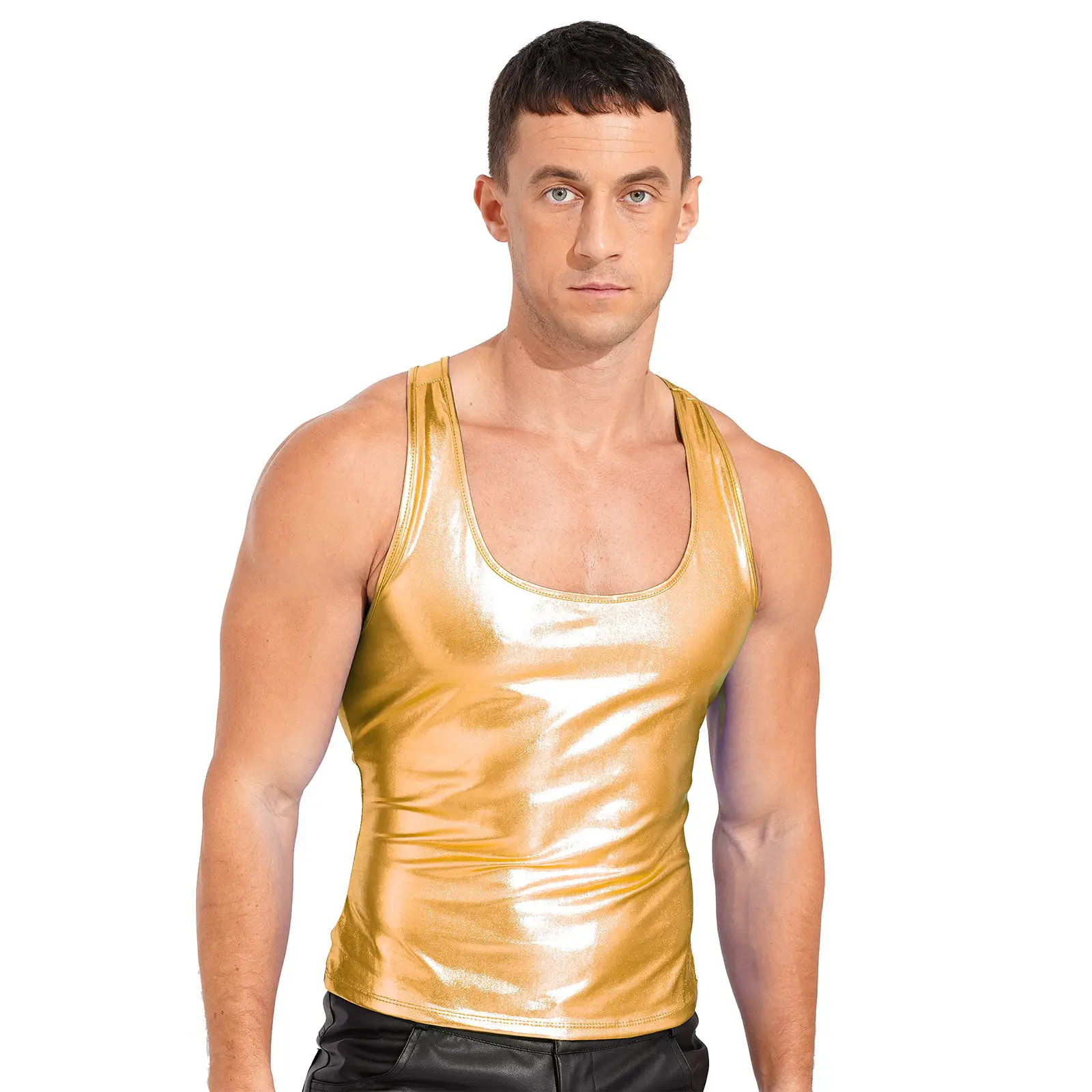 Shiny Metallic Tank Tops Men ...