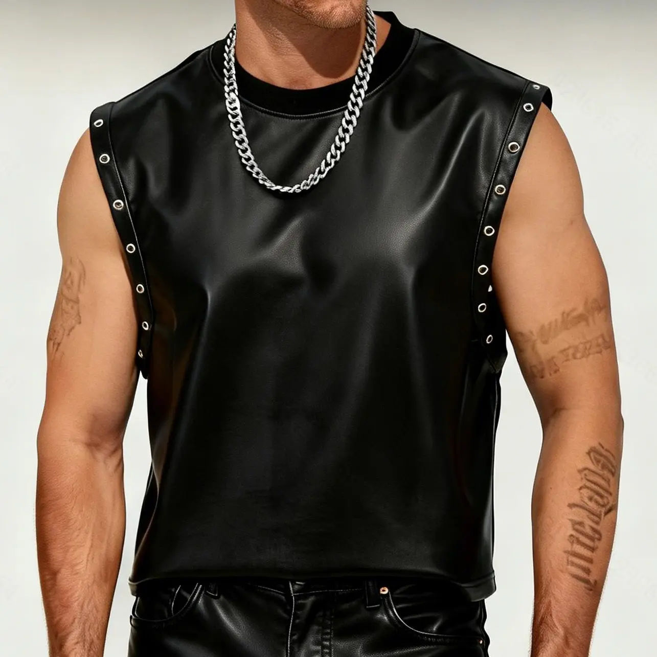 Men's Leather Tank Tops Fashion ...