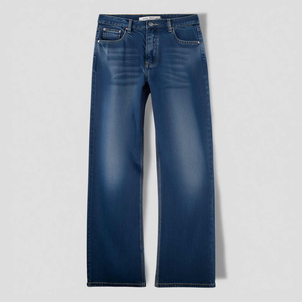 Men's Wide Leg Jeans Stylish Casual  Denim Pants Classic Trousers