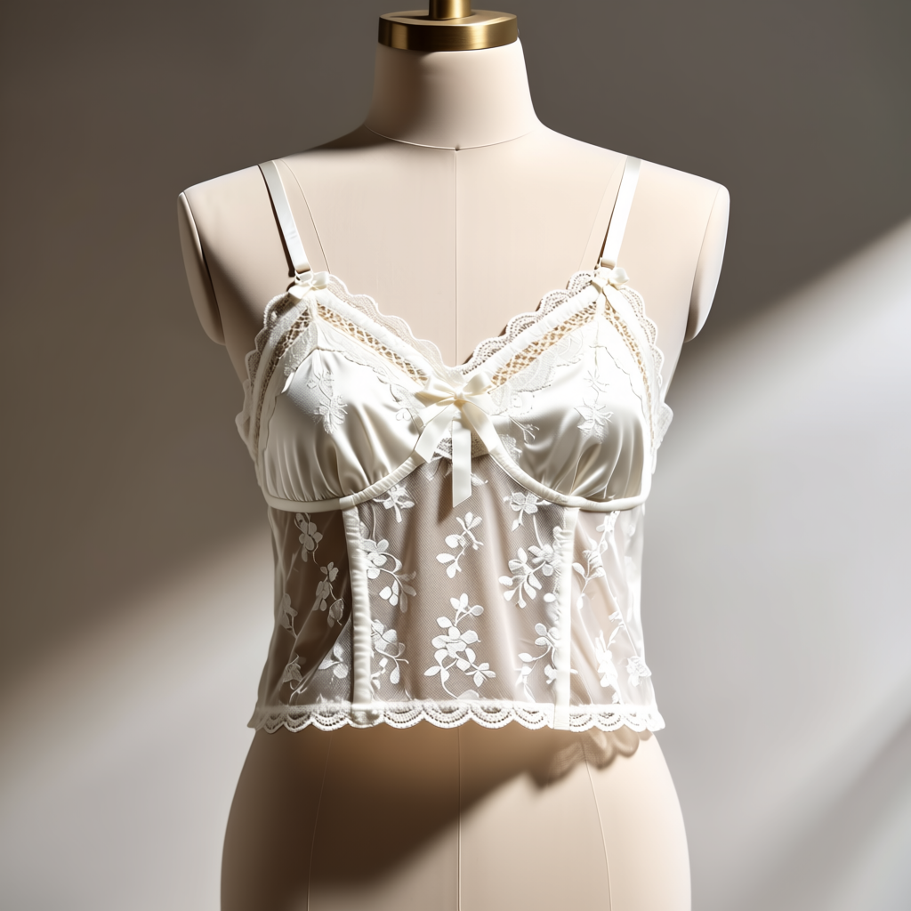 Korean Style Lace Camisole With Bow Decoration
