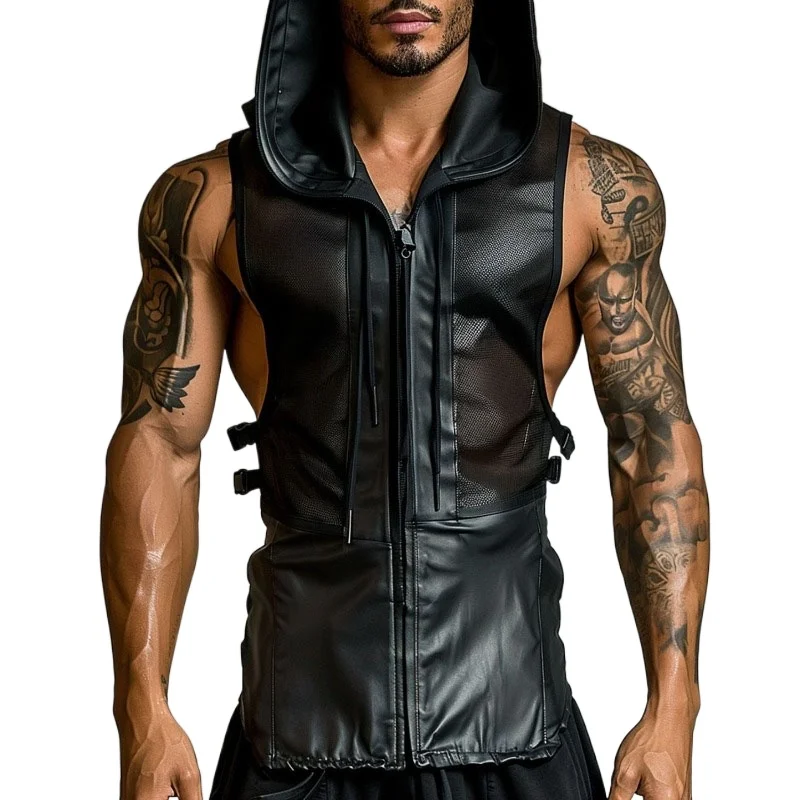 Men's Leather Motorcycle Leather Vest ...