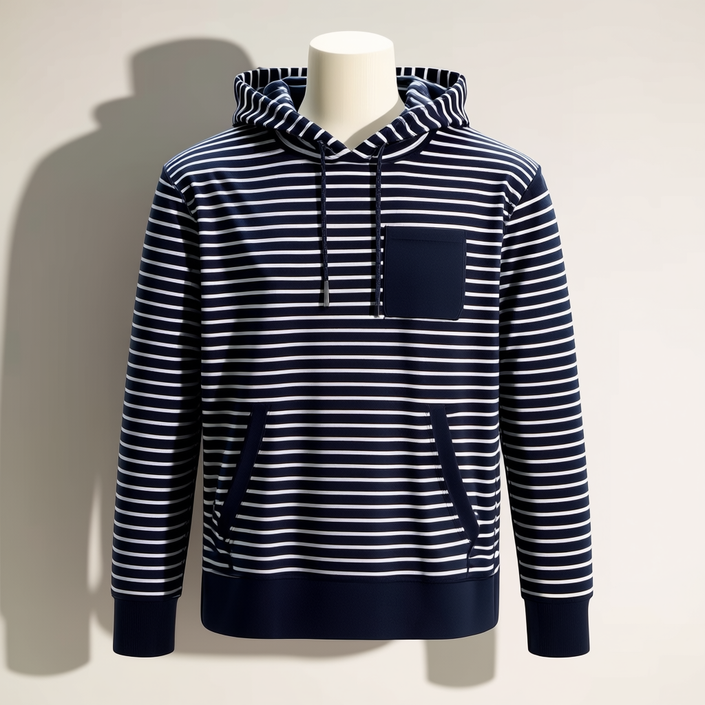 Men's Simple Striped Hooded Sweatshirt