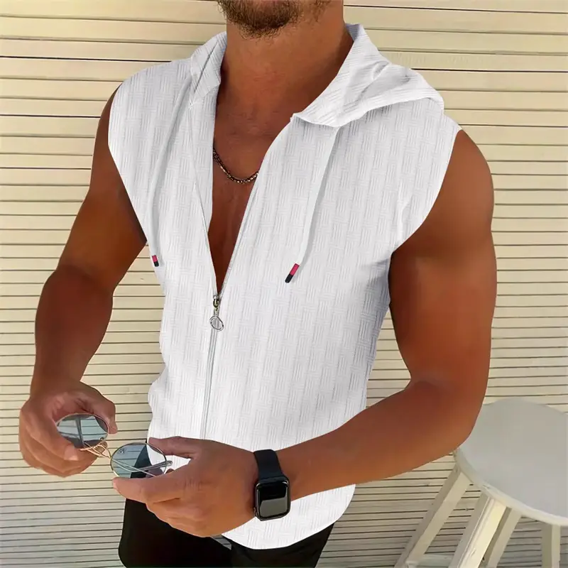 Men's Hooded Sleeveless Men's Tank Top Slim Fit Breathable