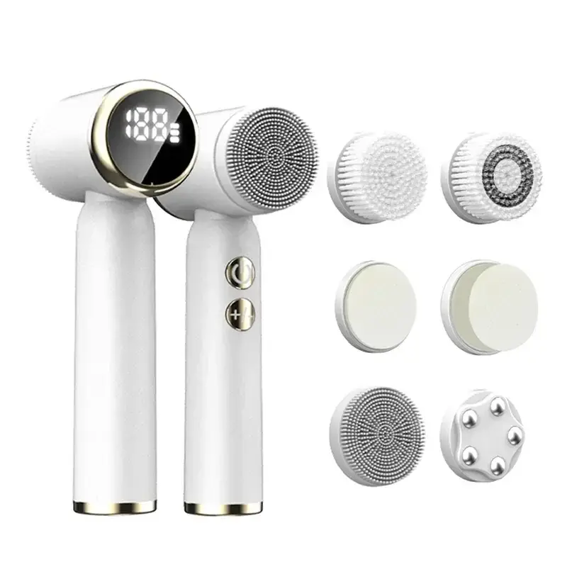 6 In 1 Electric Cleansing Brush Ultrasonic Facial Cleaner Rotating Cleansing Face