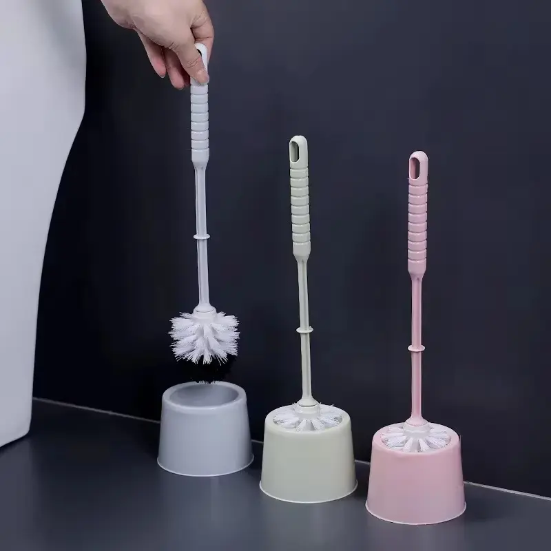 Toilet Cleaning Toilet Brush with Base Set Household Long Handled Brush Plastic Round Head Non Dead Corner Brush