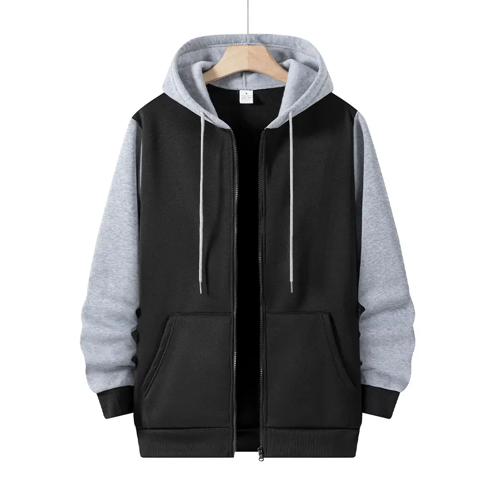 Men's Zip Up Hoodie Oversized Jacket Coats Long Sl...
