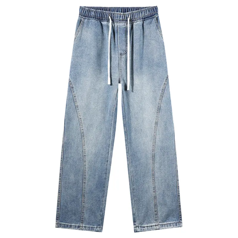Fashion Straight Jeans Men's Clothing Loose Casual Pants Vintage Denim Trousers