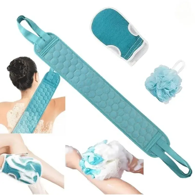3Pcs/Set Body Cleaning Washcloth Shower Ball Back Scrubber Set Exfoliating Bath Towel Gloves Brush
