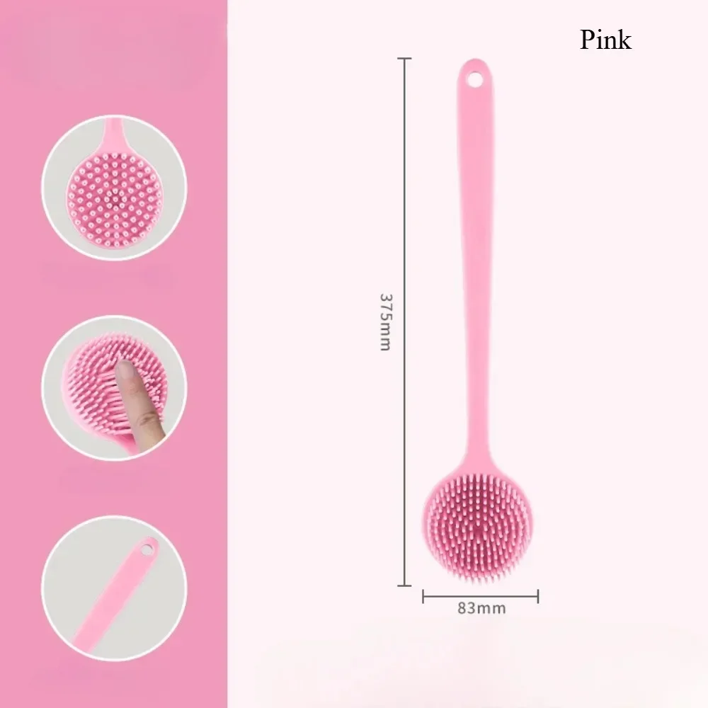 Soft Back Scrubber Silicone Skin Massage Brush with Handle Exfoliating Bath Cleaning Tool