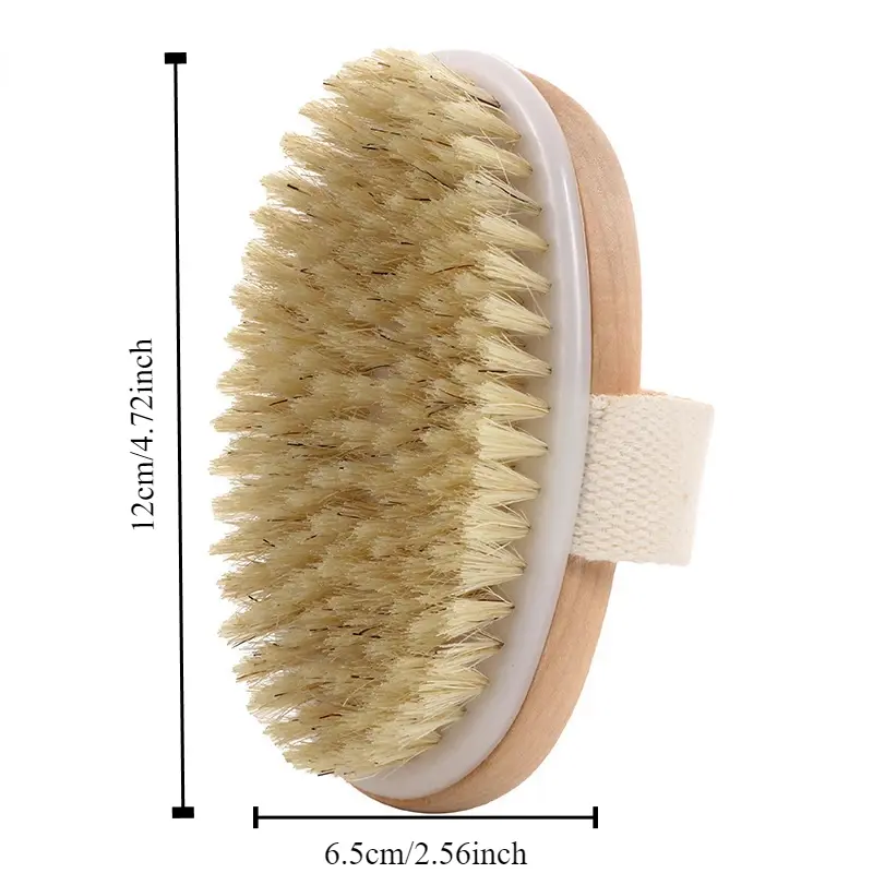 Handheld Shower Brush Portable Wooden Bristle Brush Exfoliating Massage Soft SPA Bath Brush