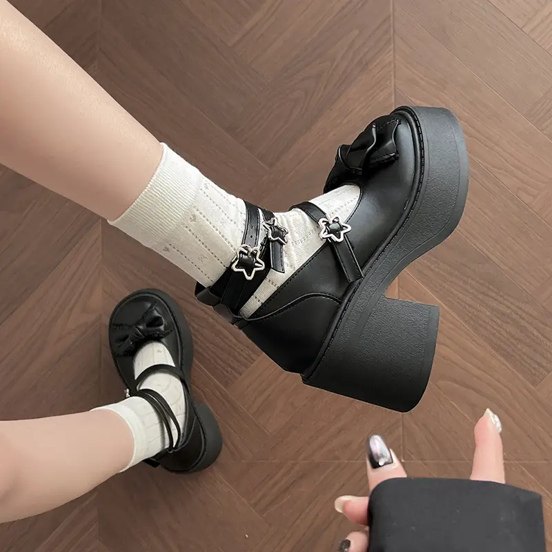 Platform Lolita Mary Jane Shoes With Bow Buckle