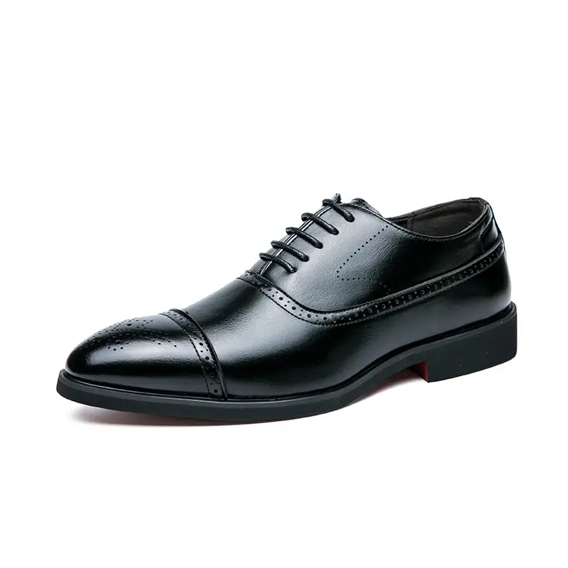 Men's Dress Shoes Pointed Shoe Lace-Up Oxfords Casual Shoe Retro Business Men Shoes