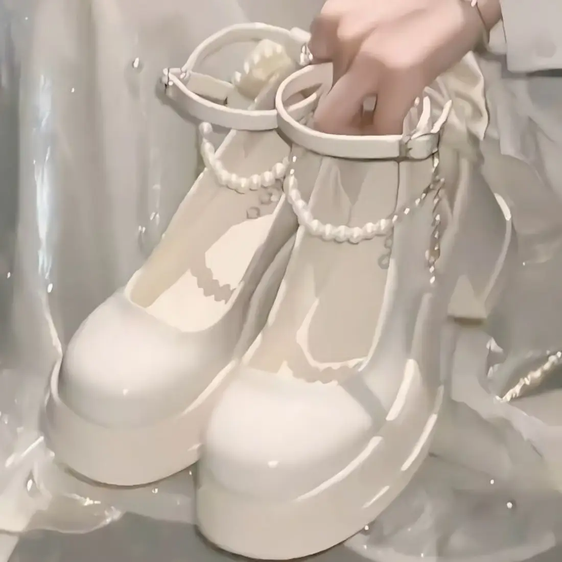 Pearl Buckle Mary Jane Shoes