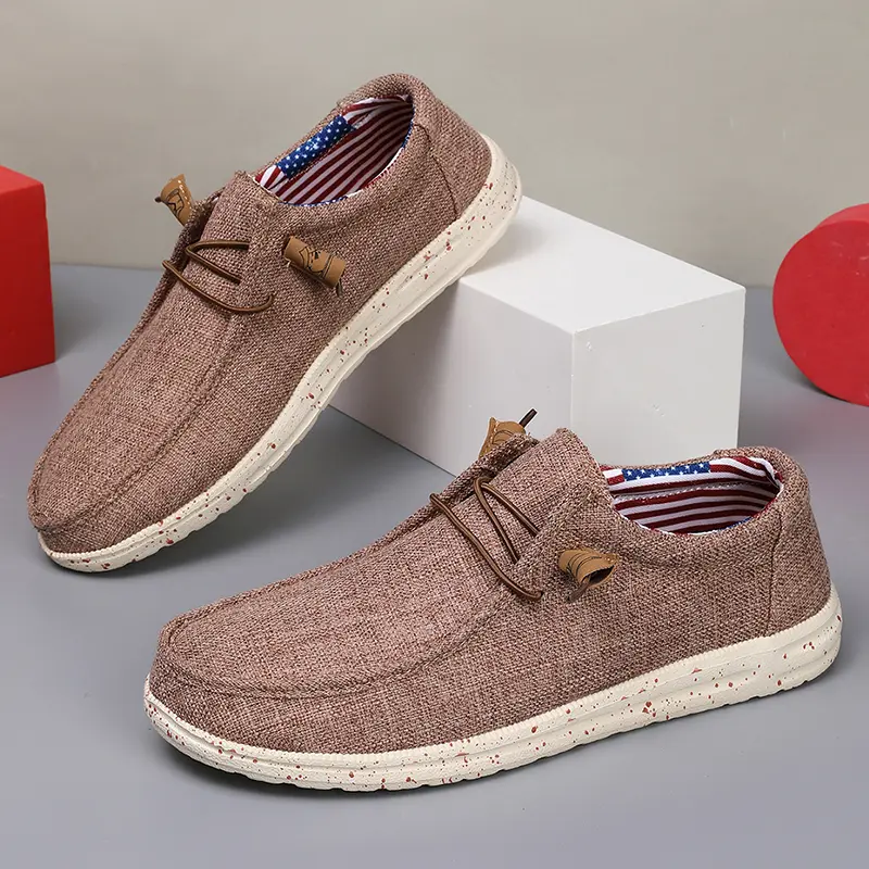 Men Casual Canvas Shoes Breathable Slip On Flats