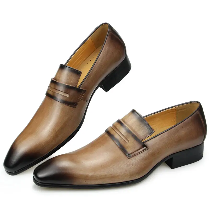 Men's Loafers Cowhide Wear-Resistant And Comfortable Leather Shoes Daily Dress Fashion Office Formal Shoes Leather