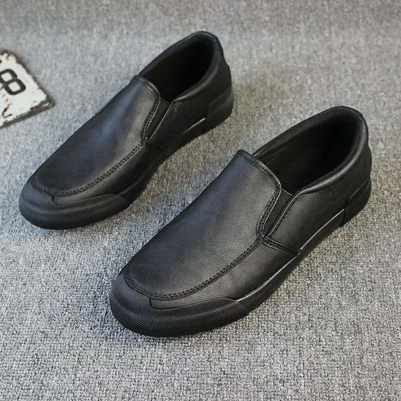 Men's Foot Casual Leather Shoes Thick Soled Board Shoes Single Shoe Loafers