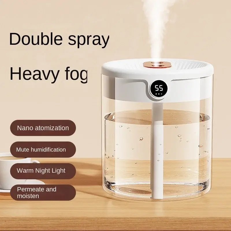 Dual-Nozzle Air Humidifier Large Capacity Digital Display Humidifier