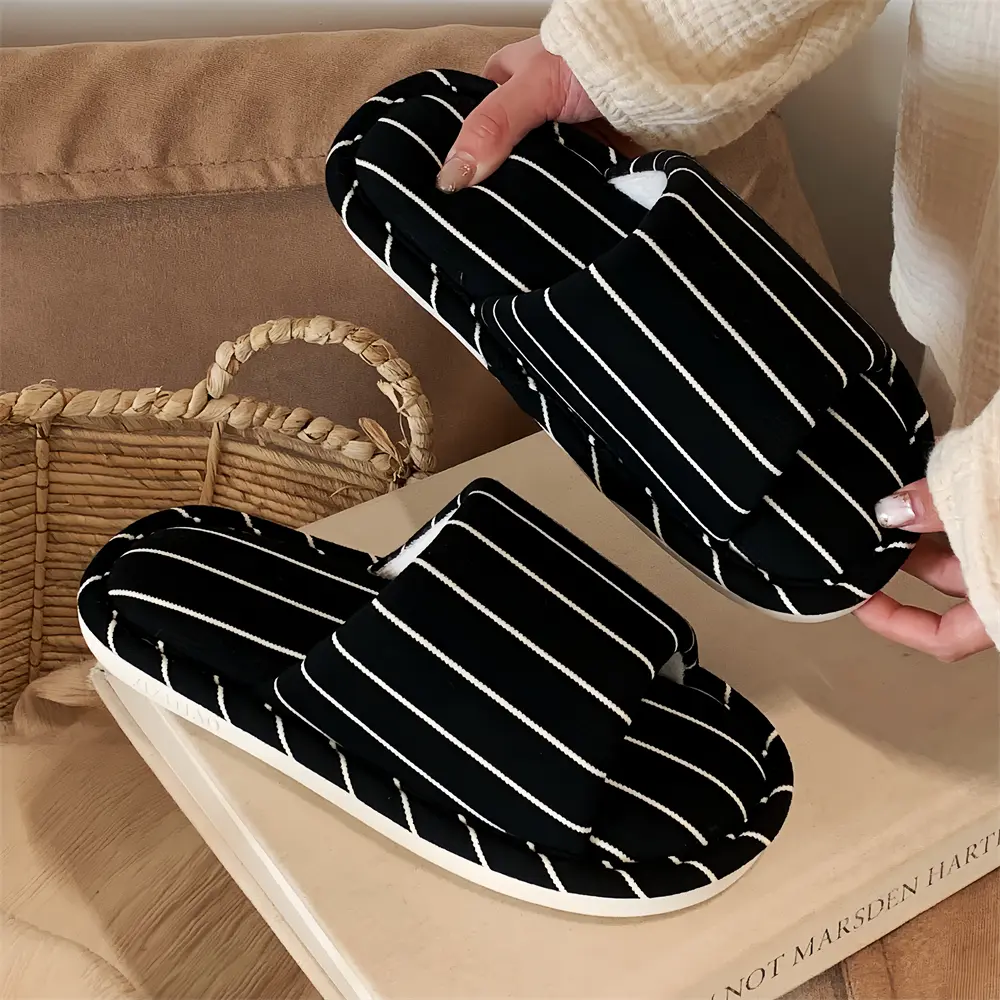 Comfortable Slippers Women Stripe Soft Floor Shoes Four Seasons