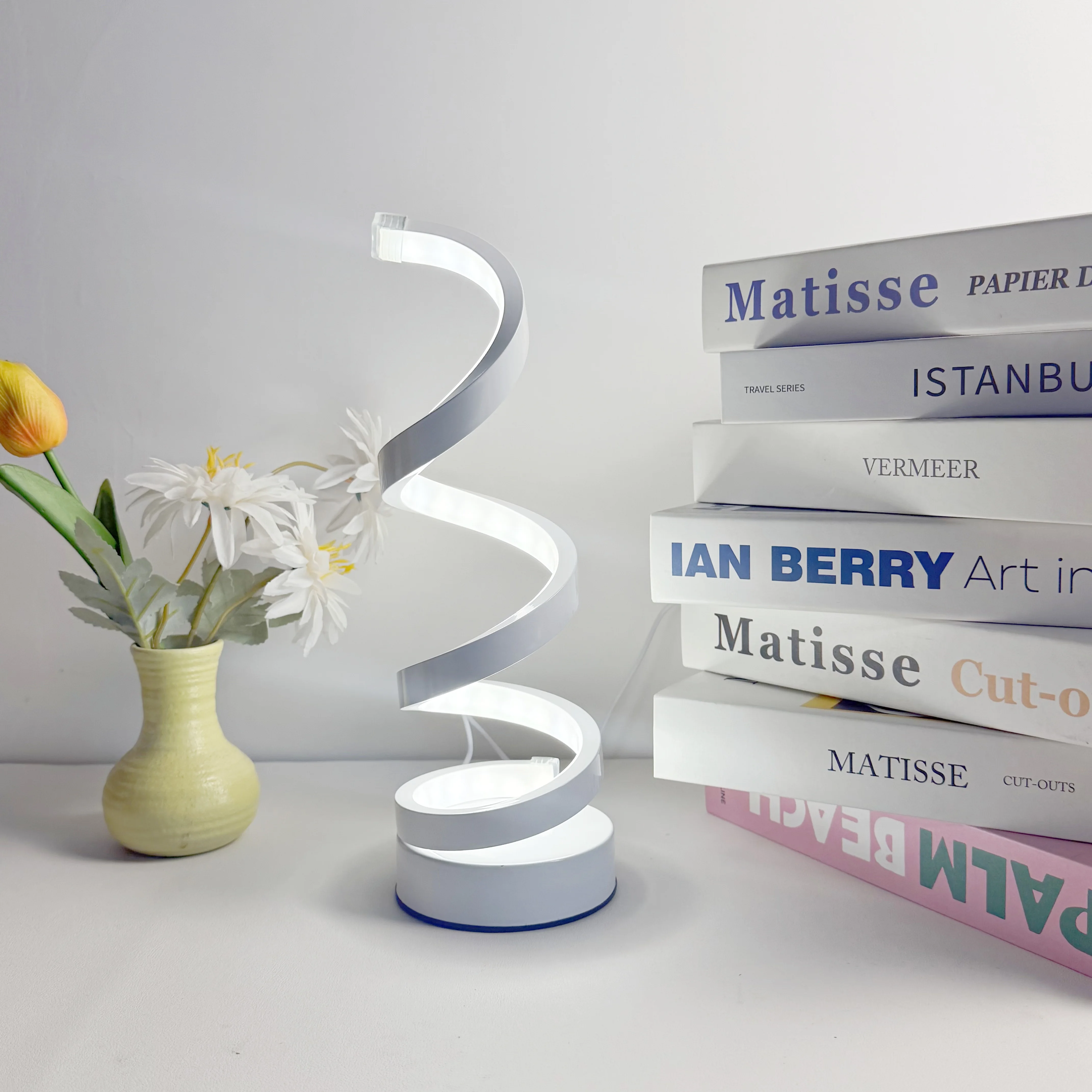 Spiral Desktop Lamp USB Powered with Three Color Dimmable Lighting