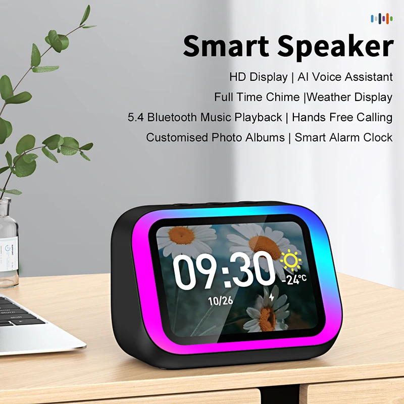 Smart Bluetooth Alarm Clock with Speaker, Weather Display, Night Light, Music and Story Player