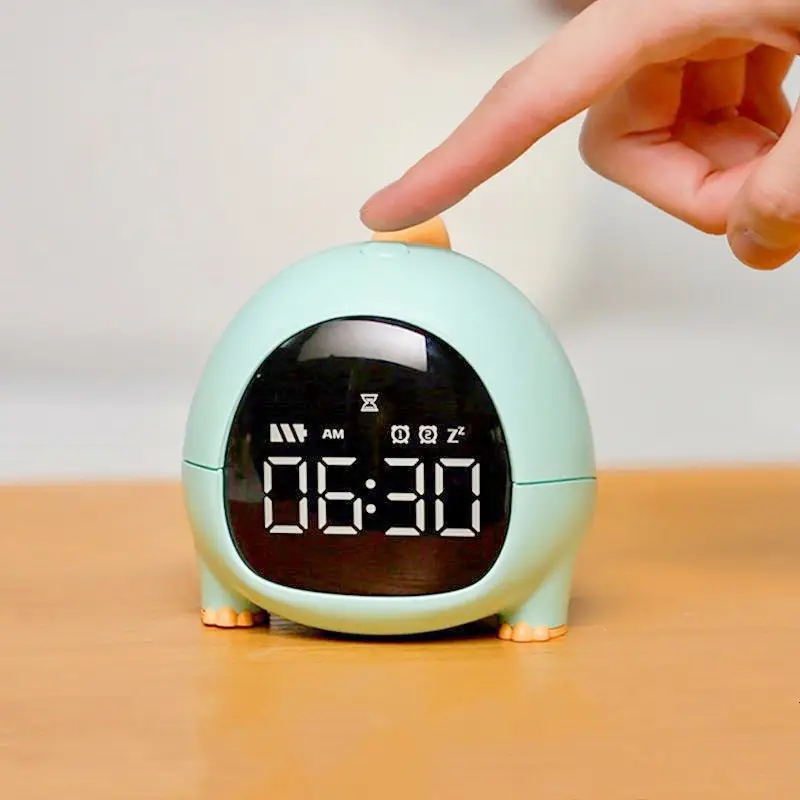 Creative Cartoon Dinosaur Alarm Clock USB Charging LED Timed Electronic Bedside Clock for Kids