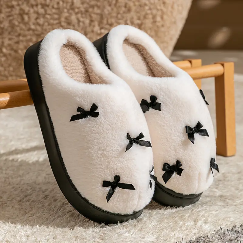 Fashion Women's Bow Slippers Indoor Home Warm Non-Slip