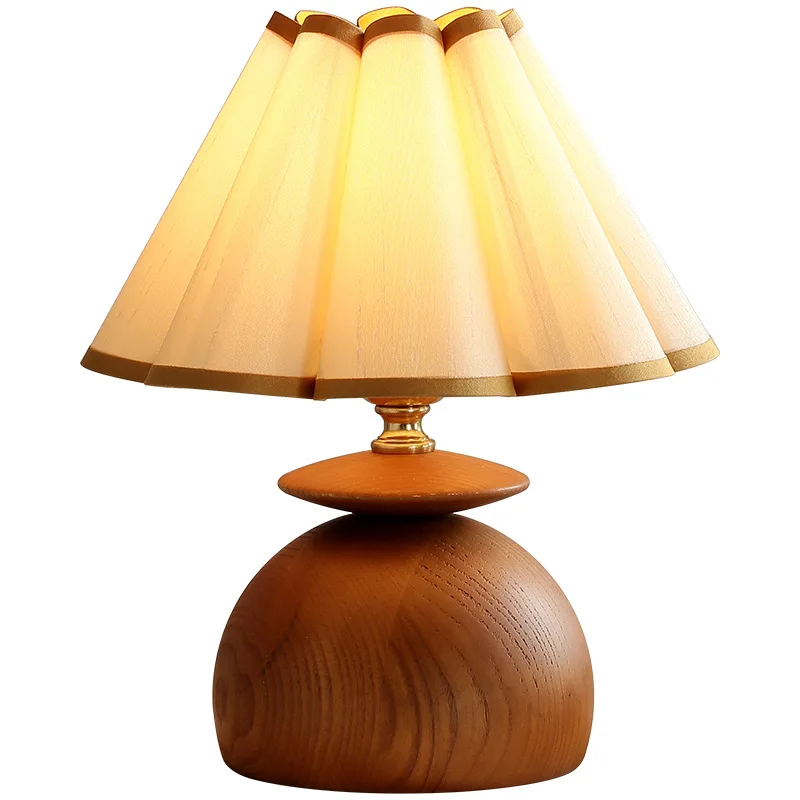 Wooden Table Lamp Living Room Bedroom Bedside Desk Lamp Creative Decorative Lamp Retro Nostalgic Study Light
