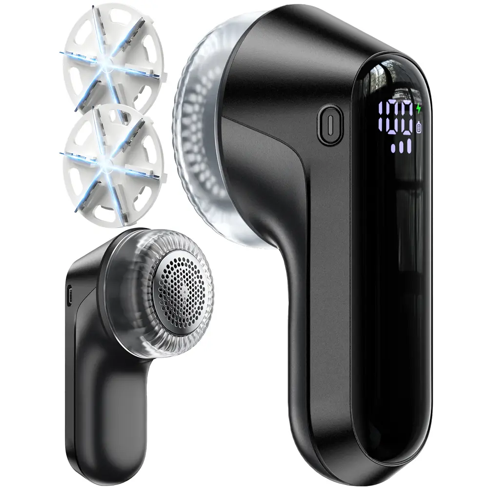 Rechargeable Fabric Shaver Lint Remover with Digital Display Portable Sweater Defuzzer for Home