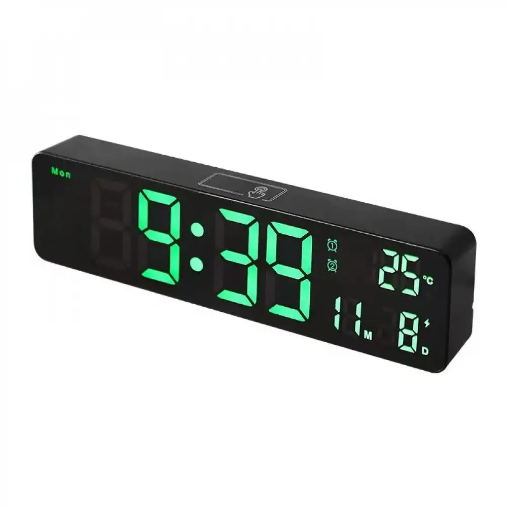 LED Creative Alarm Clock with Time Date Temperature Multi Information Display Wall Clock Adjustable Brightness