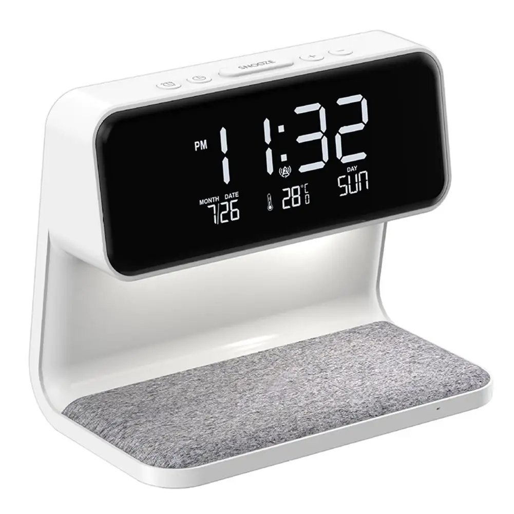 3 in 1 Bedside Lamp with Touch Wireless Charger Dimmable Digital Alarm Clock and Large Screen Display