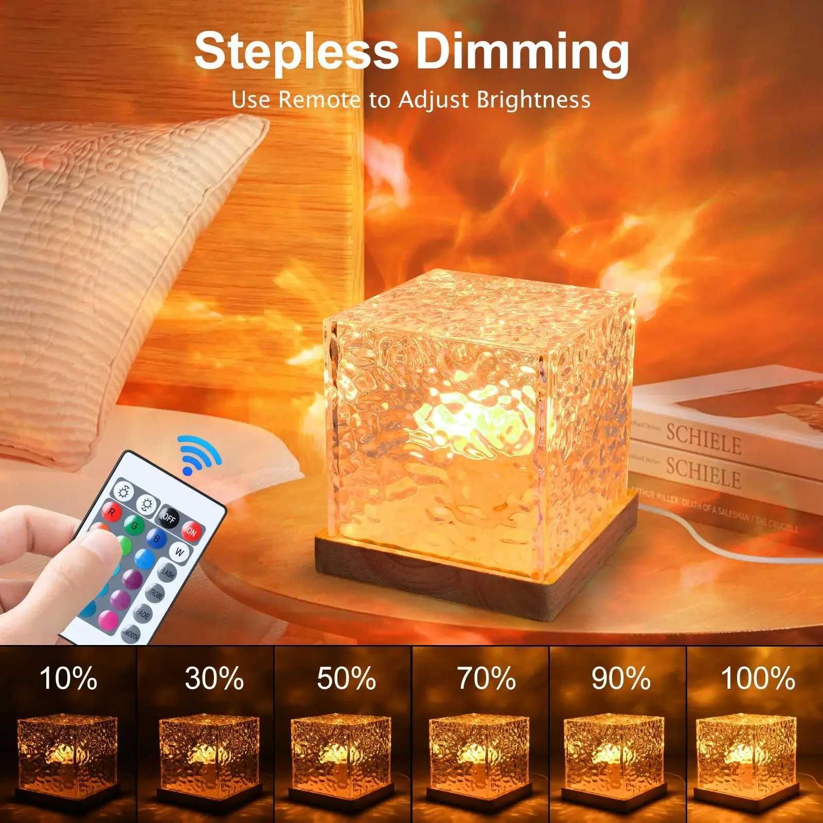 USB Wave Night 16 Color Rotating Flame Night Light