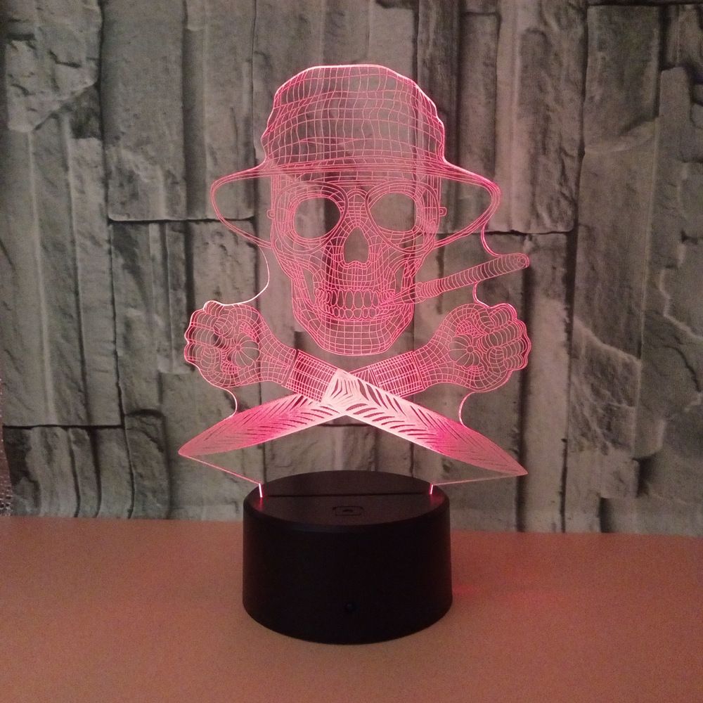Skull Lamp LED Night Light for Room Decor Colorful Touch 3D Lights