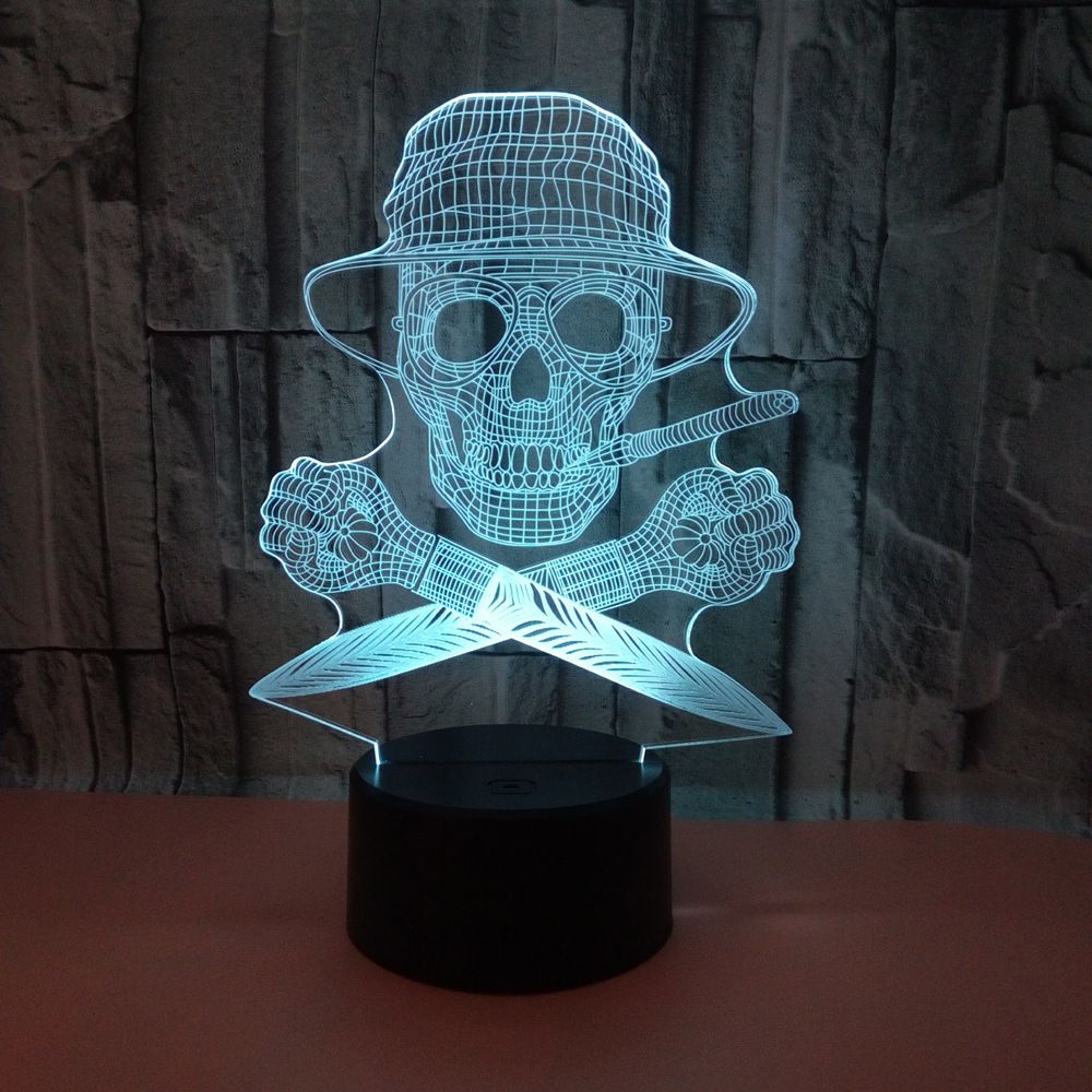 Skull LED Night Light for Room Decoration, Colorful Touch-Control 3D Lamp