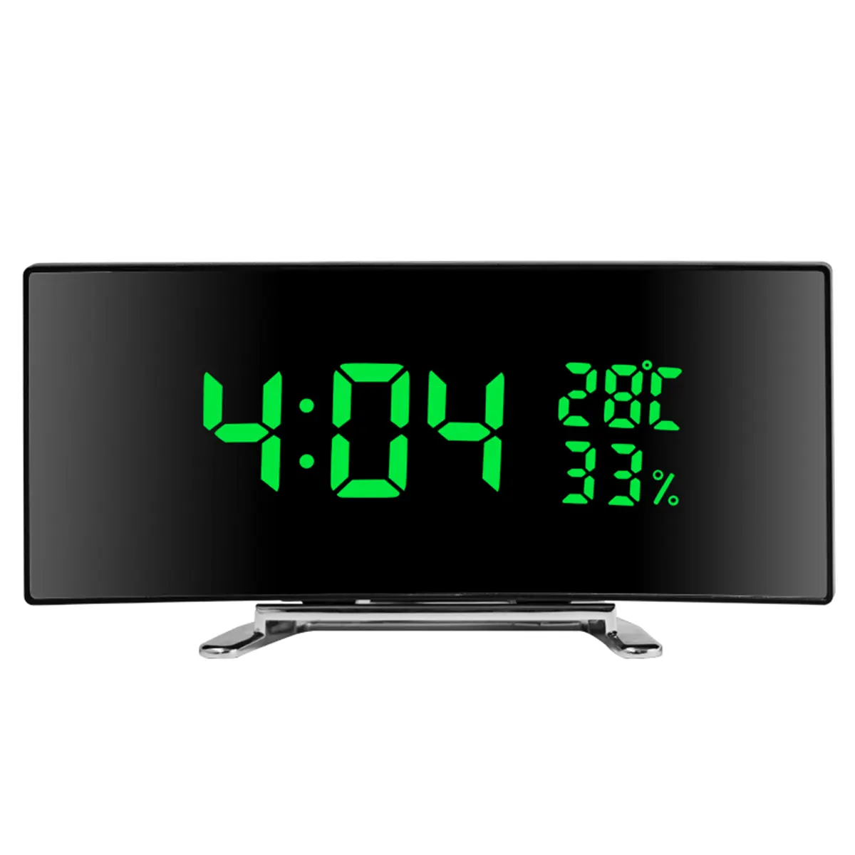 Curved Screen LED Temperature and Humidity Monitor Multi Function Digital Alarm Clock with Timer