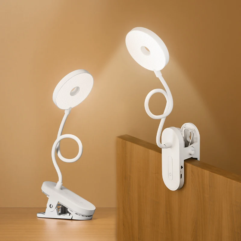 Clip On Desk Lamp Portable LED Book Light Timed Stepless Dimming for Reading and Study