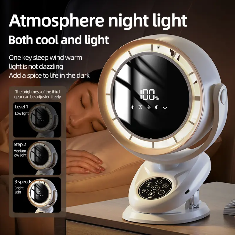 Large Capacity Rechargeable Mini Night Light With Remote Control Table Fan