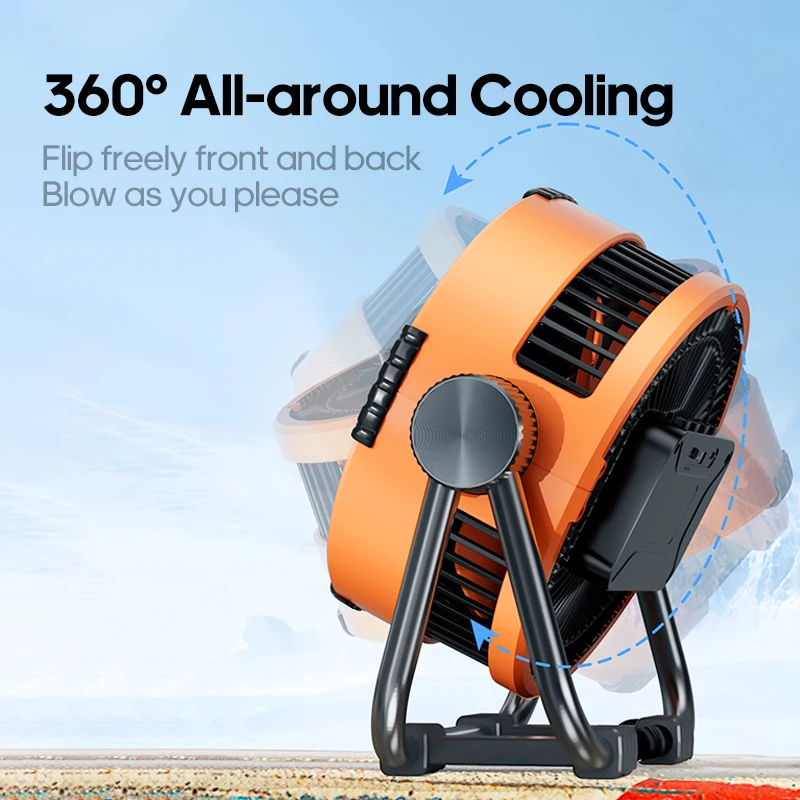 Portable Outdoor Camping Fan 20000mAh Rechargeable Wireless Tent Ceiling Fan 4 Speed Adjustment LED Lighting Power Bank