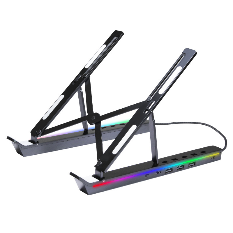 Lifting Non-slip RGB Multi-function Laptop Holder Stand Docking Aluminum Alloy Folding