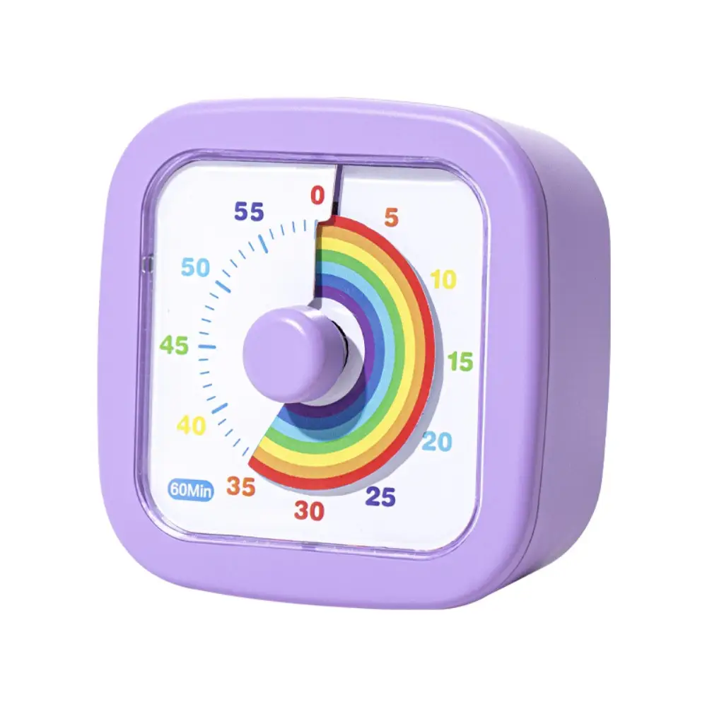 60 Minutes Visual Timer Square Visualization Countdown Alarm Clock Ultra Silent Timer Indoor