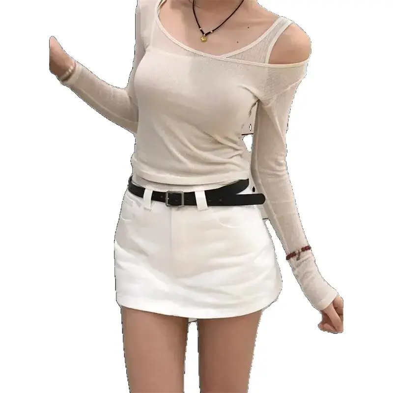 High Waist Slimming A- Line Mini Skirt Jeans Women's Fashionable Pocket
