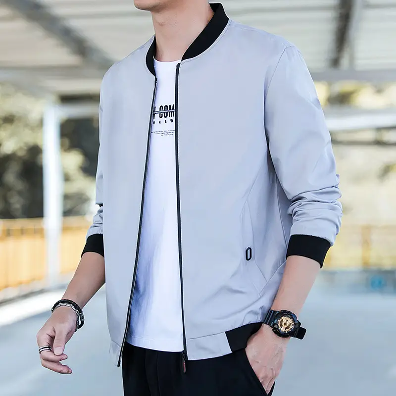 Men Jacket Baseball Collar Casual Versatile Coat M...
