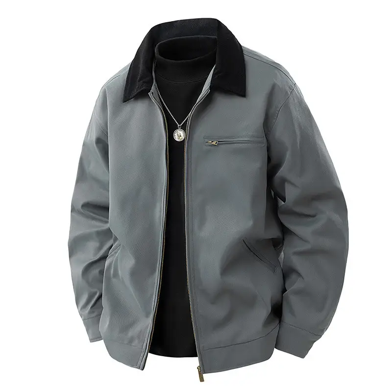 Men Jacket Loose Fit Retro Jacket Casual Lapel Collar Jacket