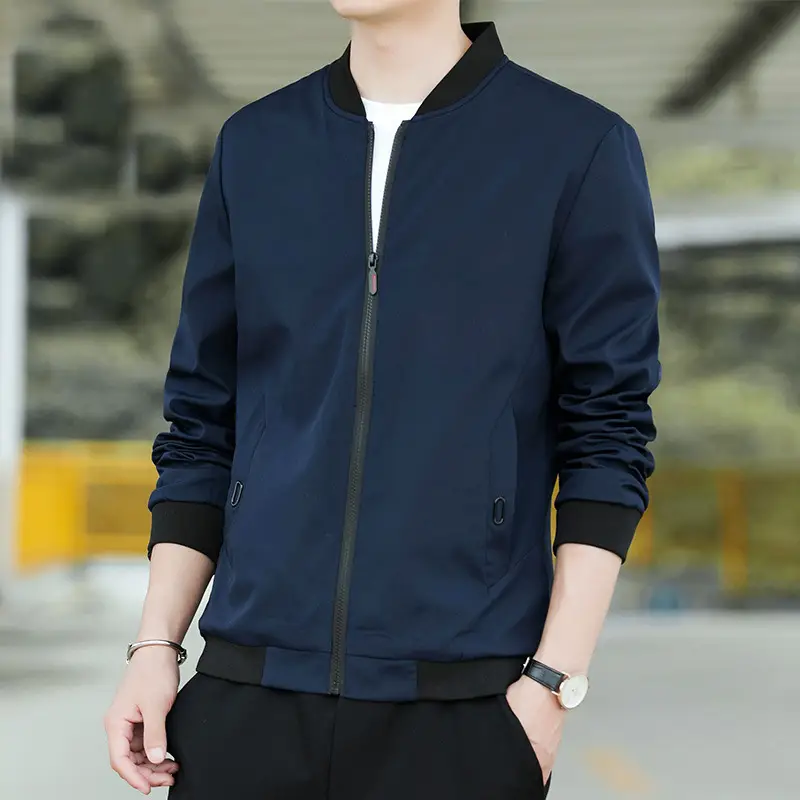 Men Jacket Baseball Collar Casual Versatile Coat Men Fashion Outerwear Zipper Jackets